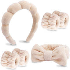 VELSCRUN front product layout showing headband and wristbands, organized for spa convenience