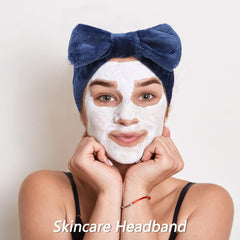 VELSCRUN headband worn during face wash keeping hair back and dry