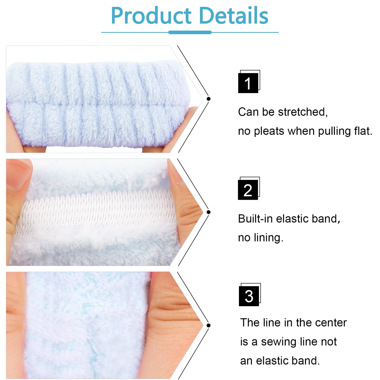 VELSCRUN headband worn forehead closeup keeping hair back during skincare