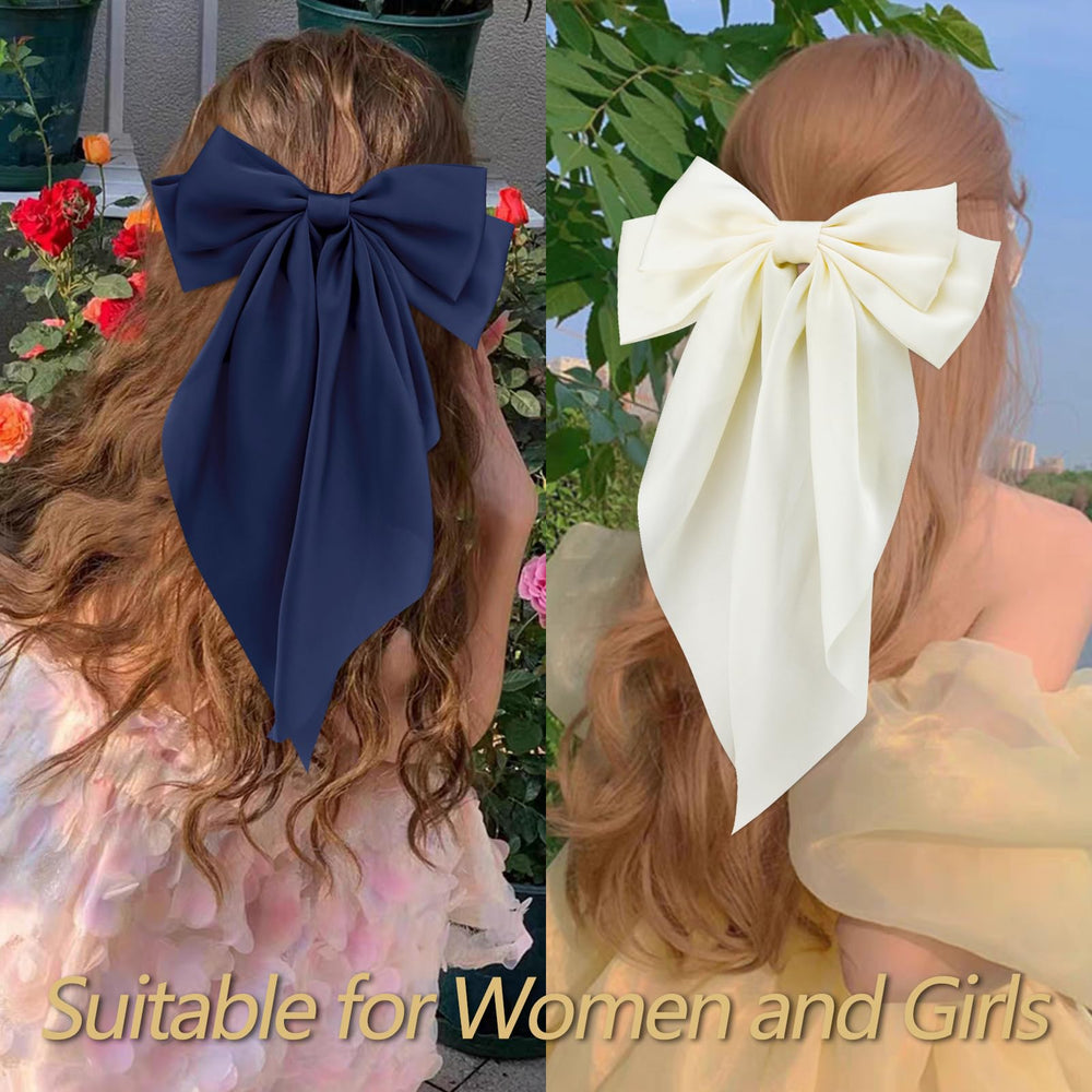 VELSCRUN bow worn in half-up hairstyle demonstrating easy styling benefit