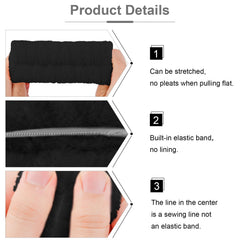 VELSCRUN headband next to hand for scale, showing one-size fit