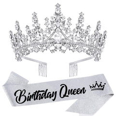VELSCRUN front view of silver crystal tiara showing polished design and shine
