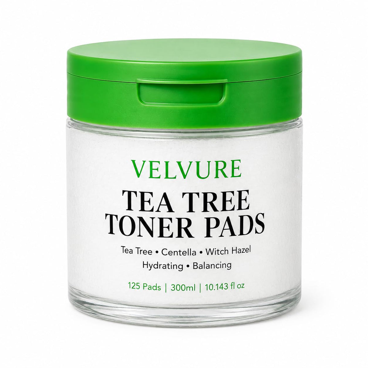 VELVURE front packaging showing 125 toner pads, convenient and ready