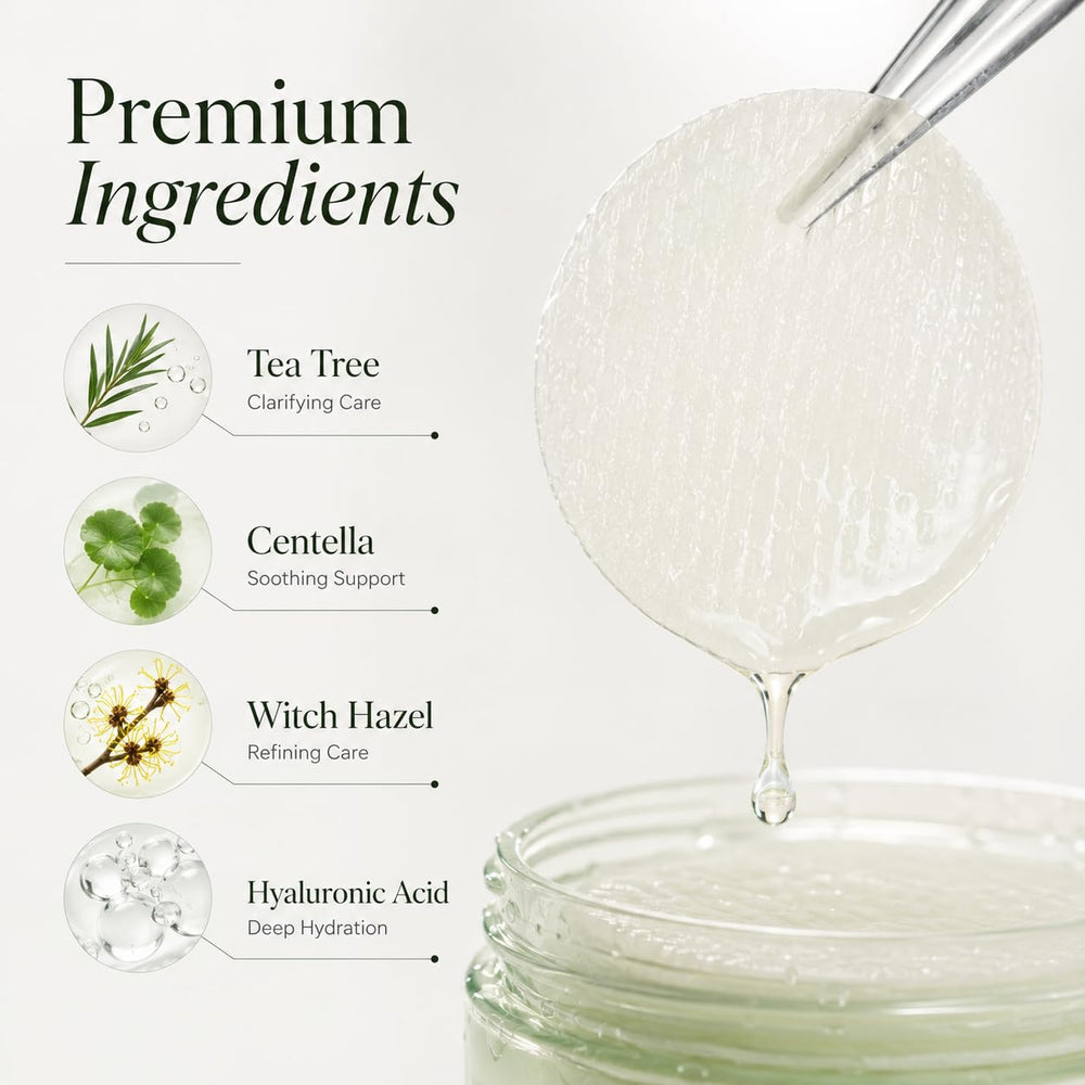 VELVURE pad gently wiped along jawline, helps clear pores and calm