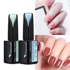 V VENALISA application on natural nails showing easy brush strokes and secure base