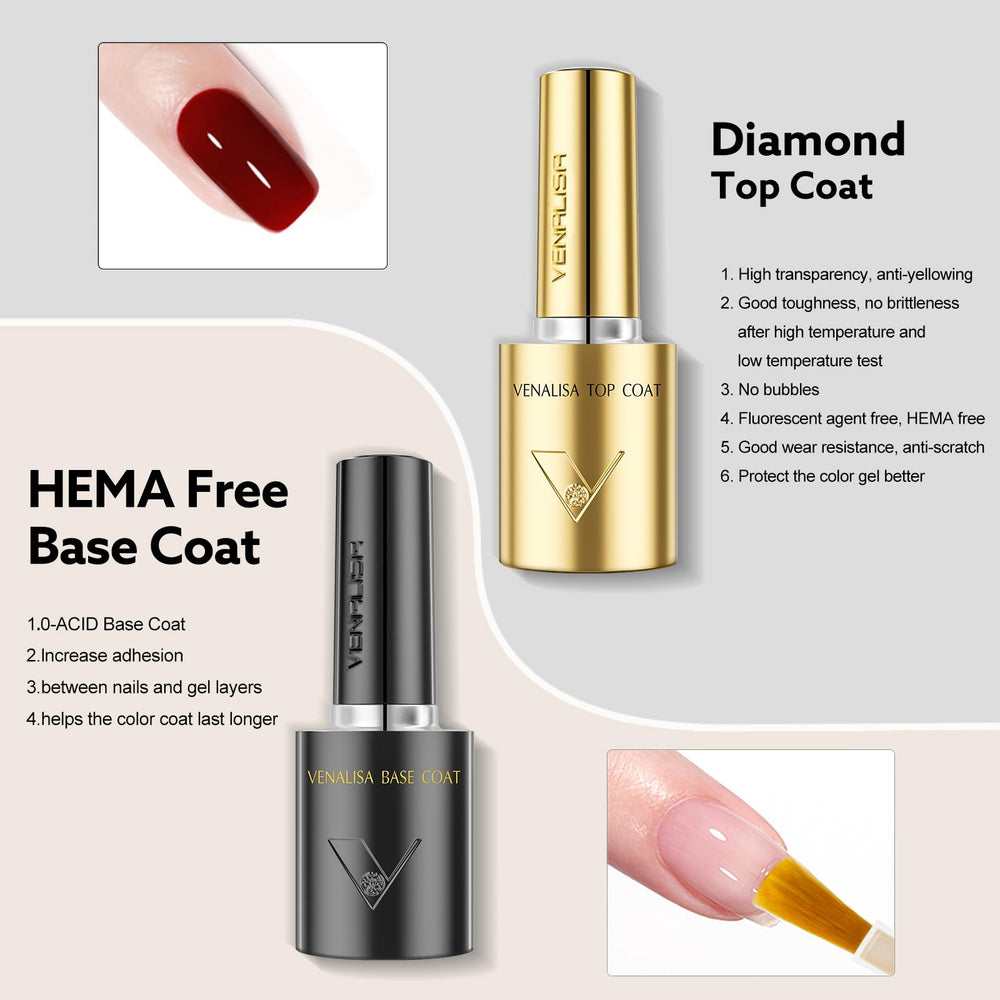 V VENALISA bottle labels close-up highlighting HEMA-free formula benefit