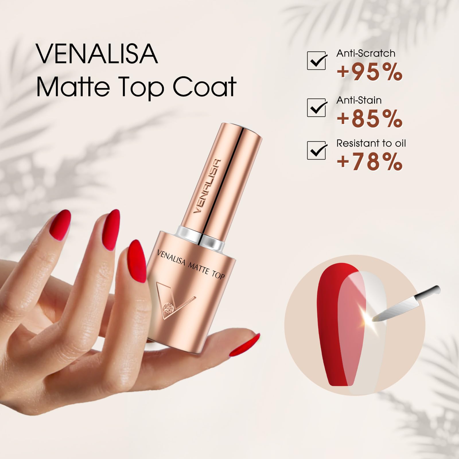 V VENALISA glossy brush stroke closeup showing mirror‑like shine