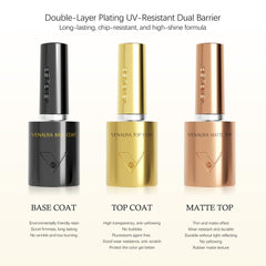VENALISA glossy topcoat close-up showing high-shine finish and protection