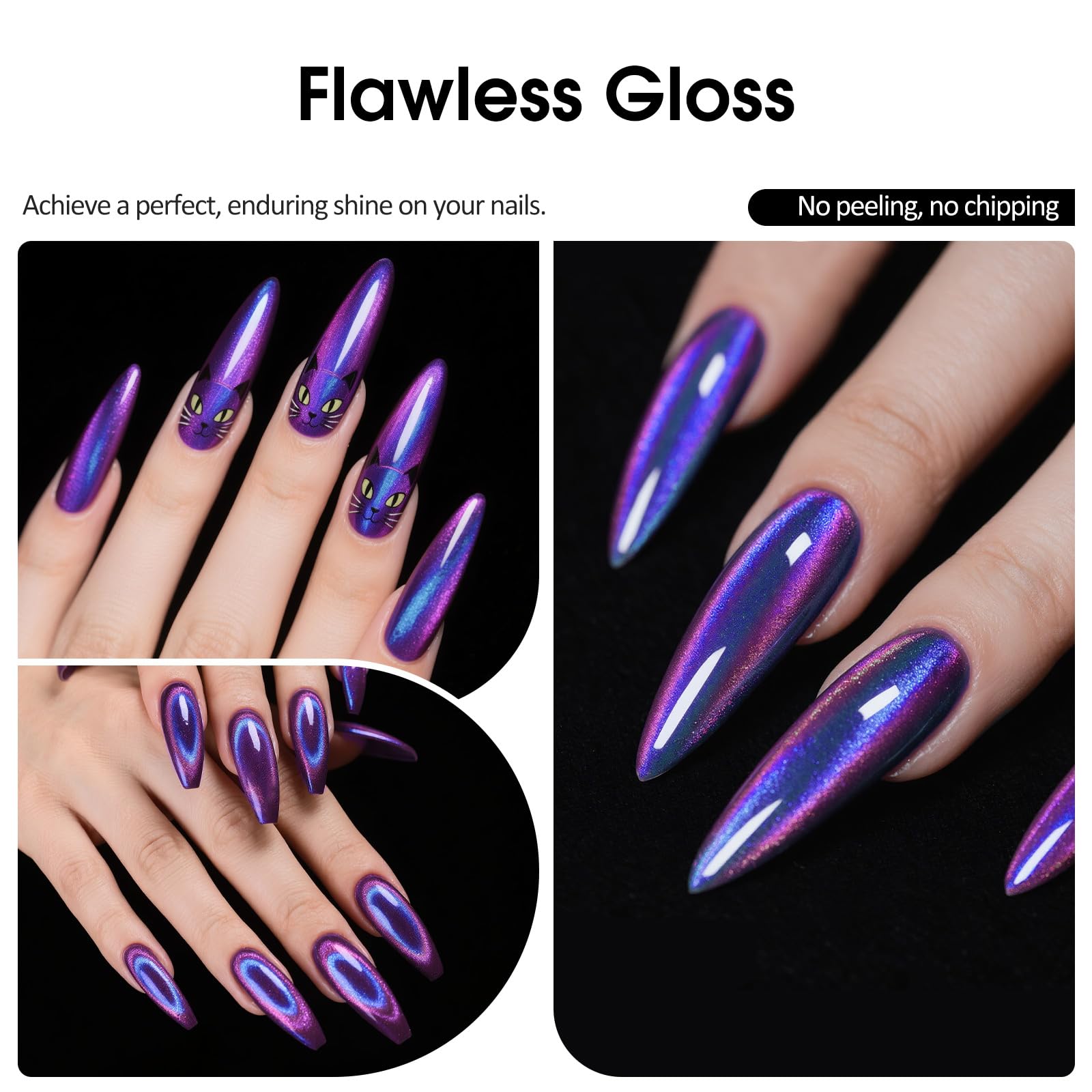 VENALISA on nails studio shot showing salon-grade glossy holographic effect