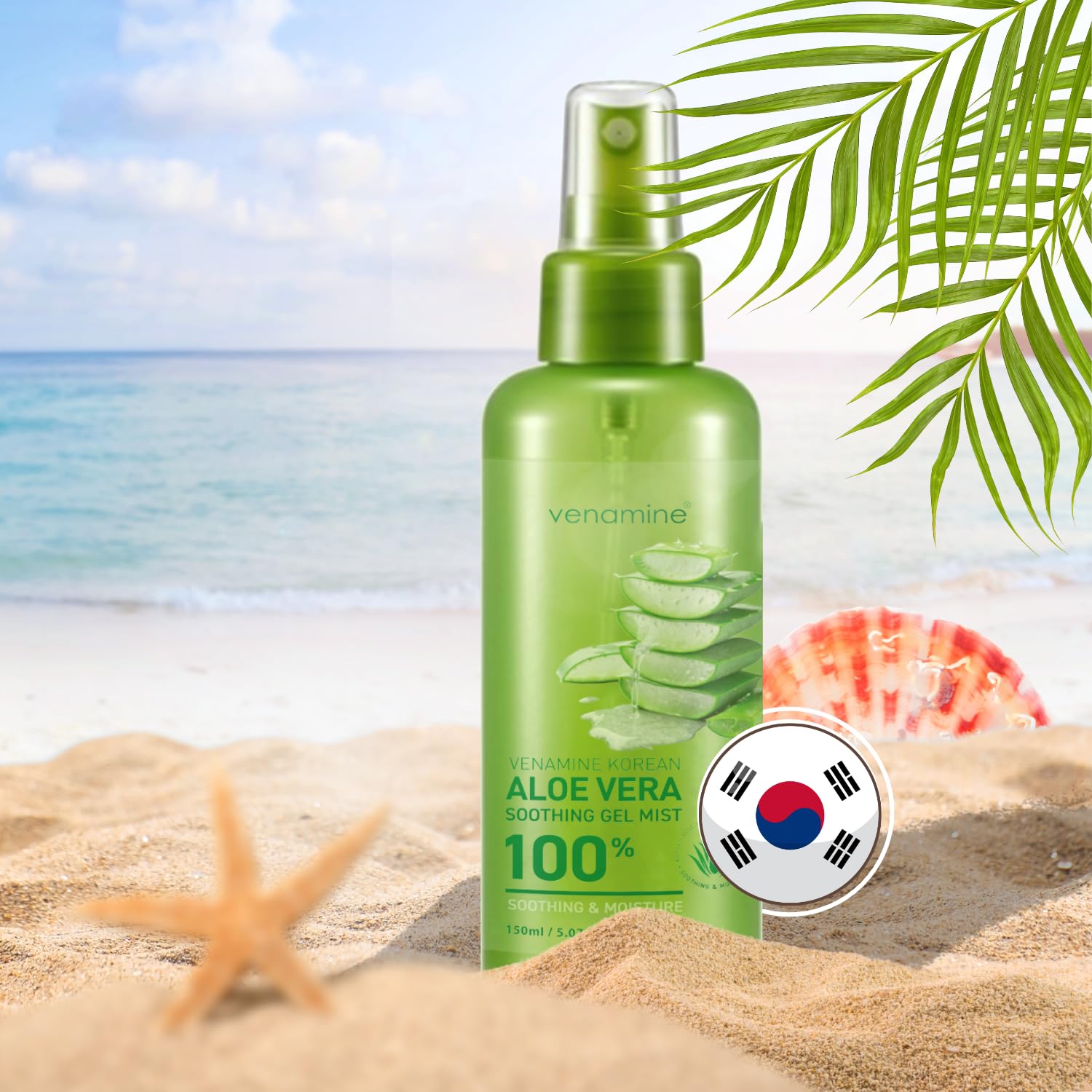 VENAMINE spray in use on face delivering instant cooling comfort