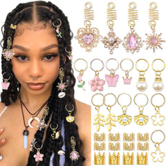 VENOFEN front packaging showing 36 pink crystal hair charms and variety