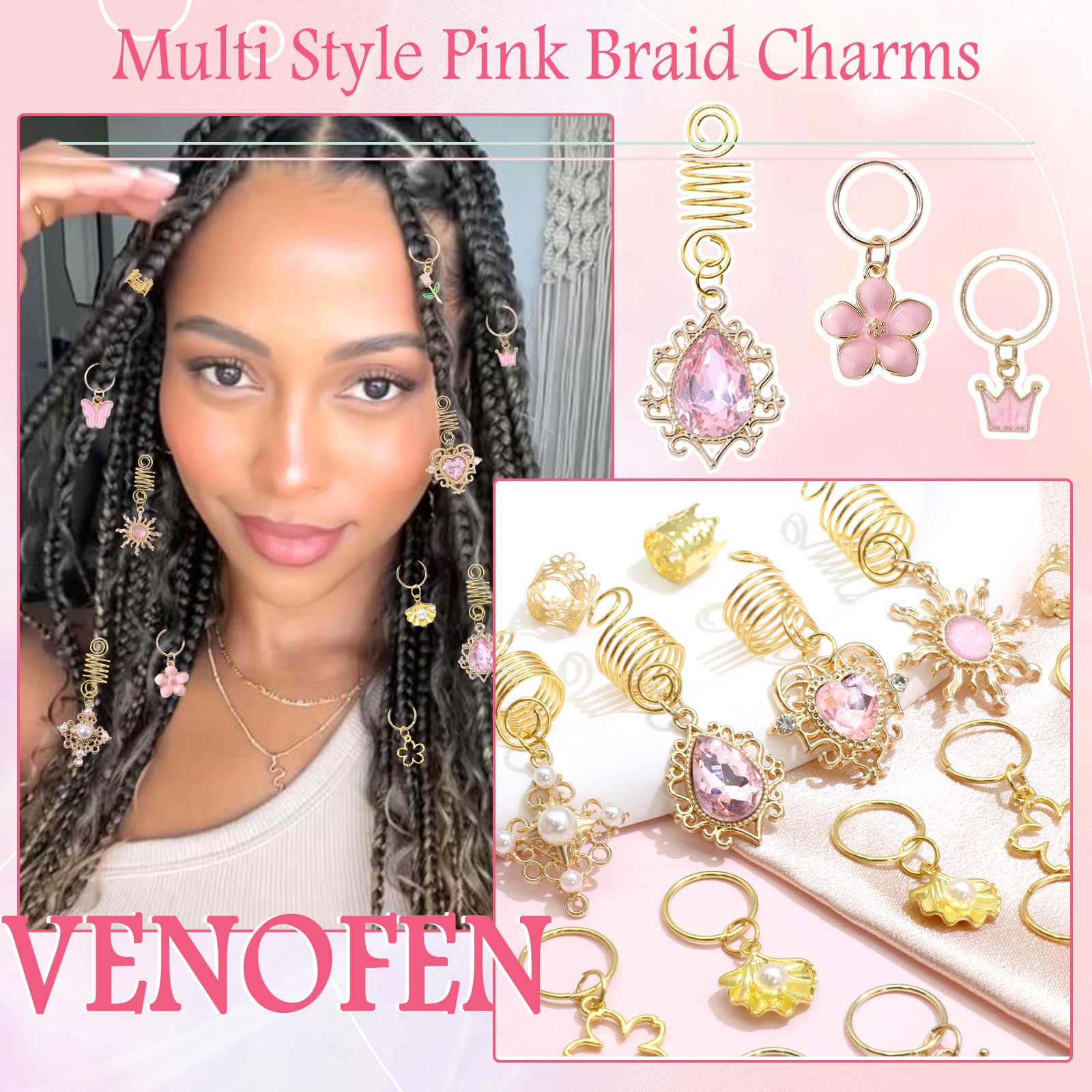 VENOFEN gold hair cuffs detail showing opening and secure fit