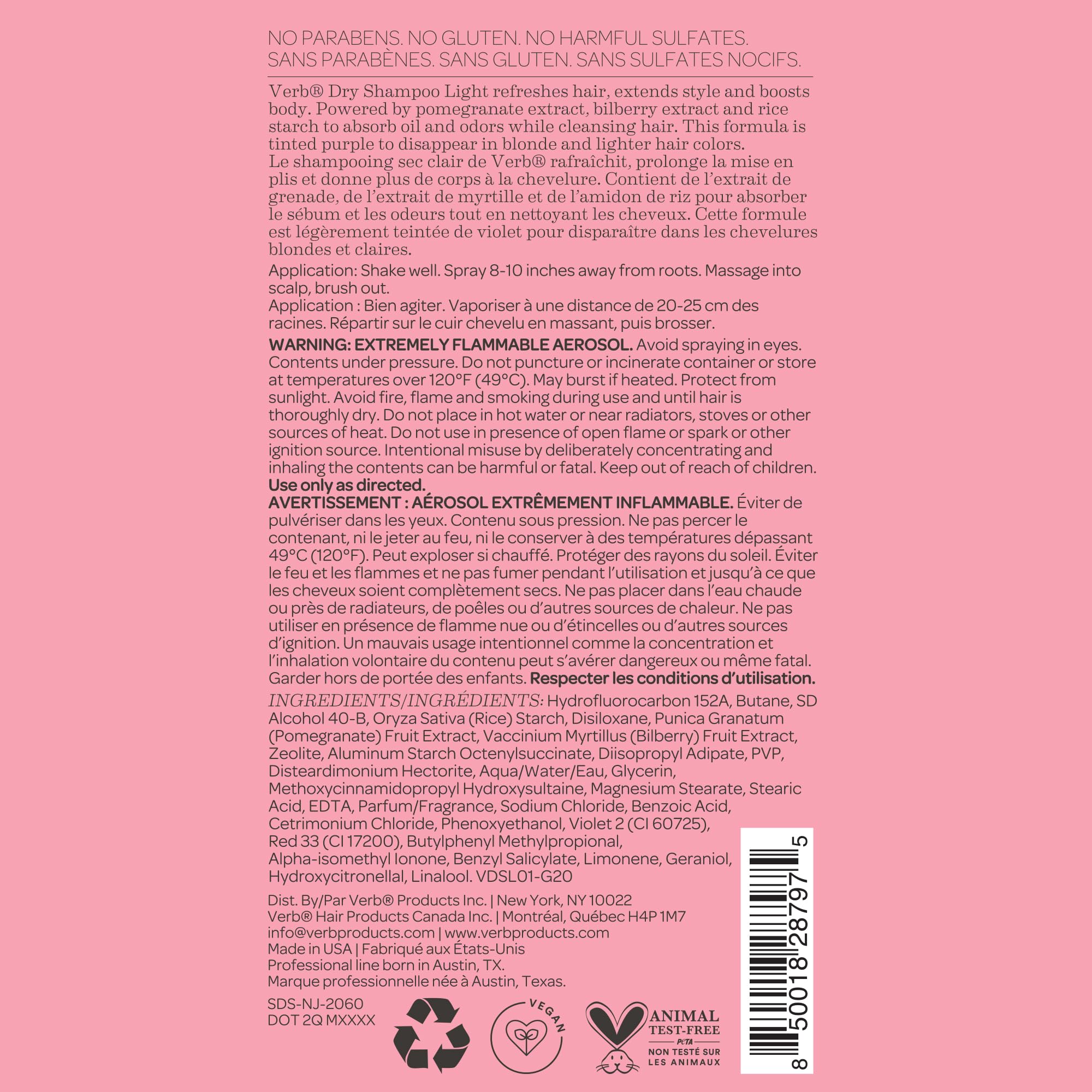 VERB dry shampoo light texture closeup with powder showing oil absorption benefit