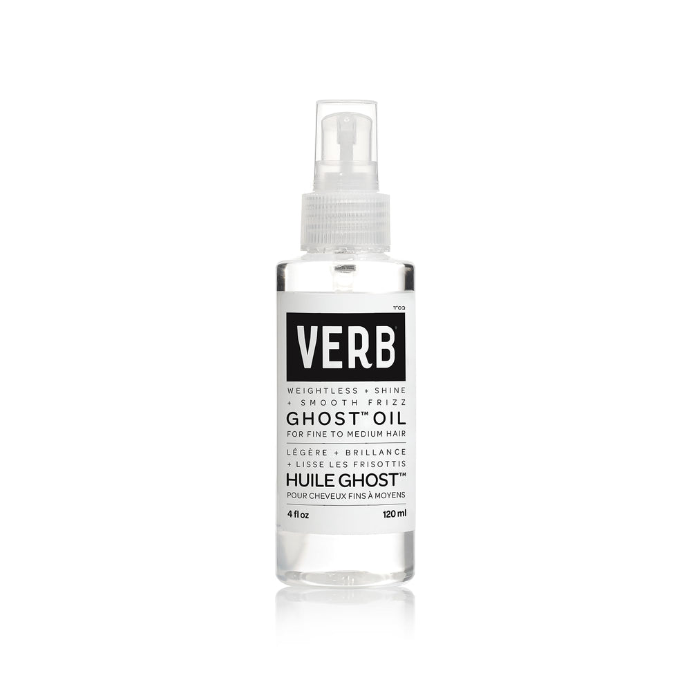 VERB Ghost Oil front bottle showing sleek packaging and lightweight formula benefits