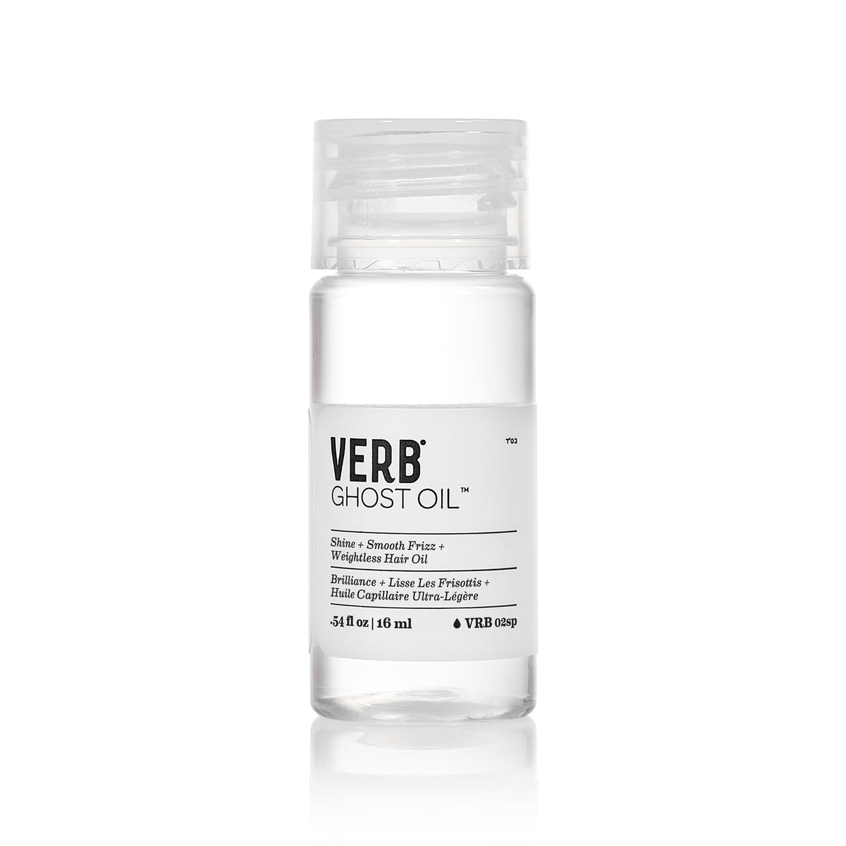 VERB Ghost Oil front bottle view showing sleek packaging and lightweight benefits