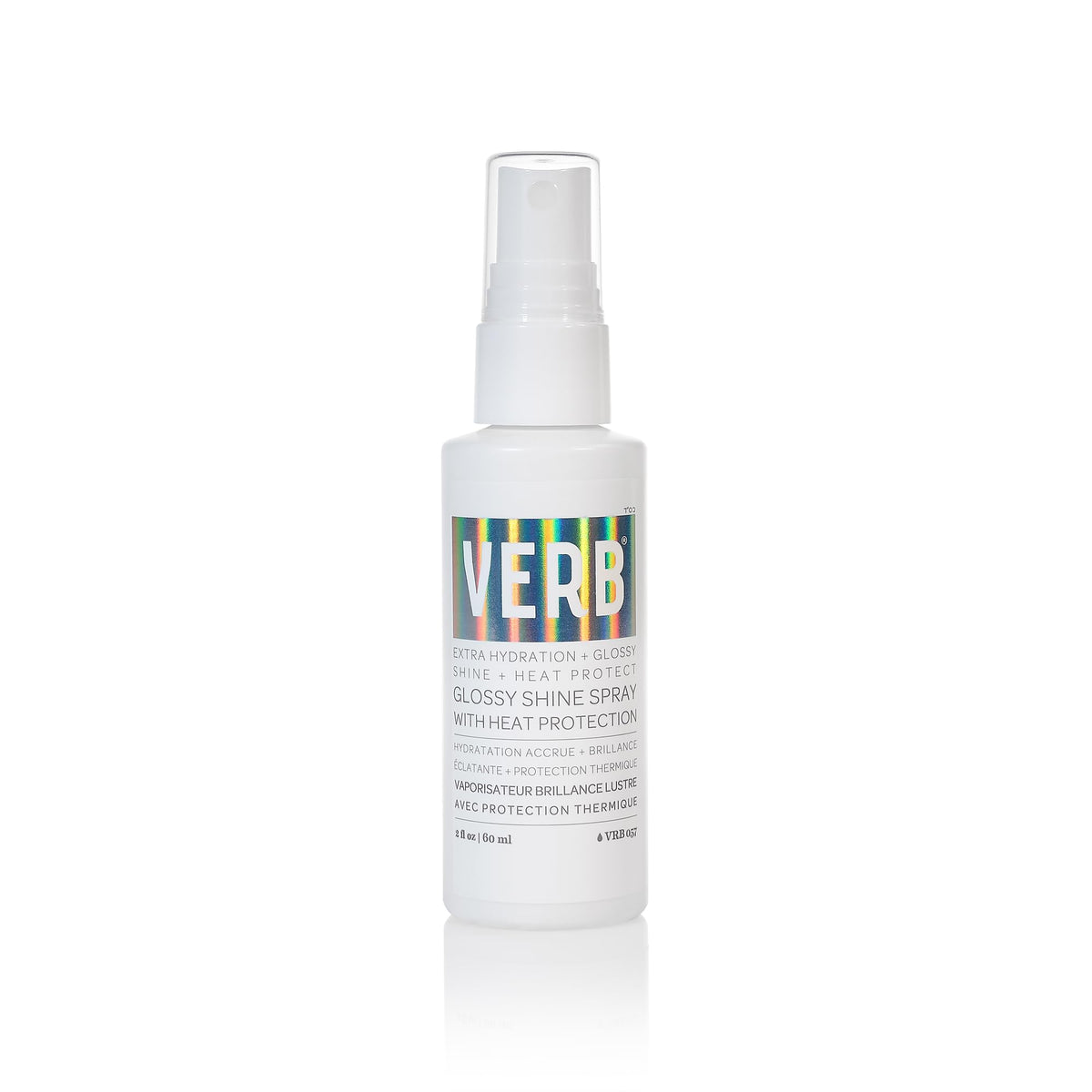 VERB front packaging of Glossy Shine Spray showing bottle and branding for quick recognition and shelf appeal