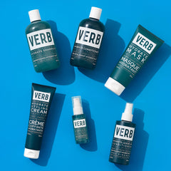 Verb hydrate duo in shower on hair showing frizz control benefit
