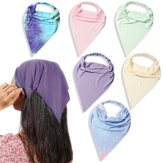 Vercret front packaging view showing six assorted head scarves and boho style benefits