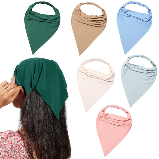 Vercret front view of six-pack hair scarves showing color variety and soft fabric benefit