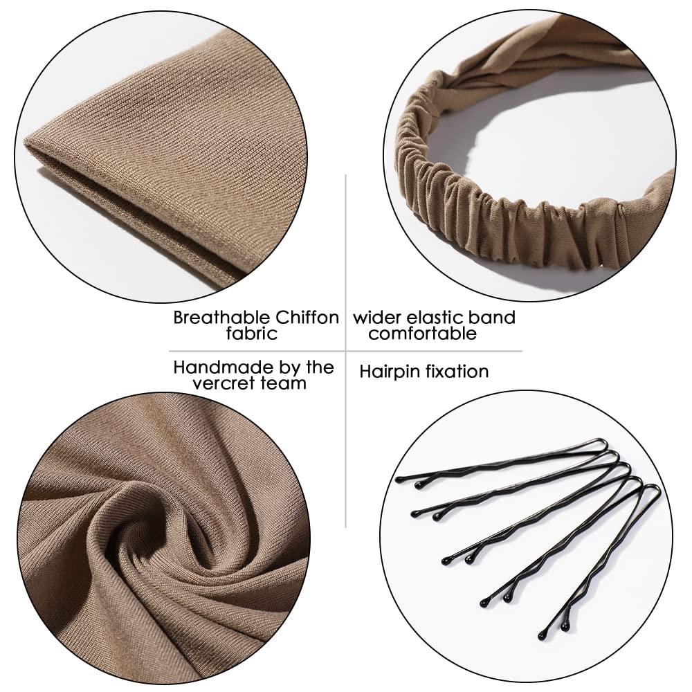 Vercret scarf next to a ruler showing scale and fit for most head sizes benefit