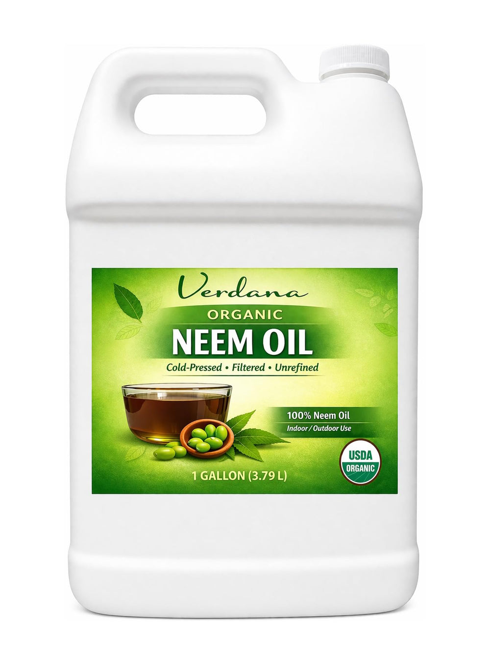 Verdana neem oil front jug showing packaging and volume benefit