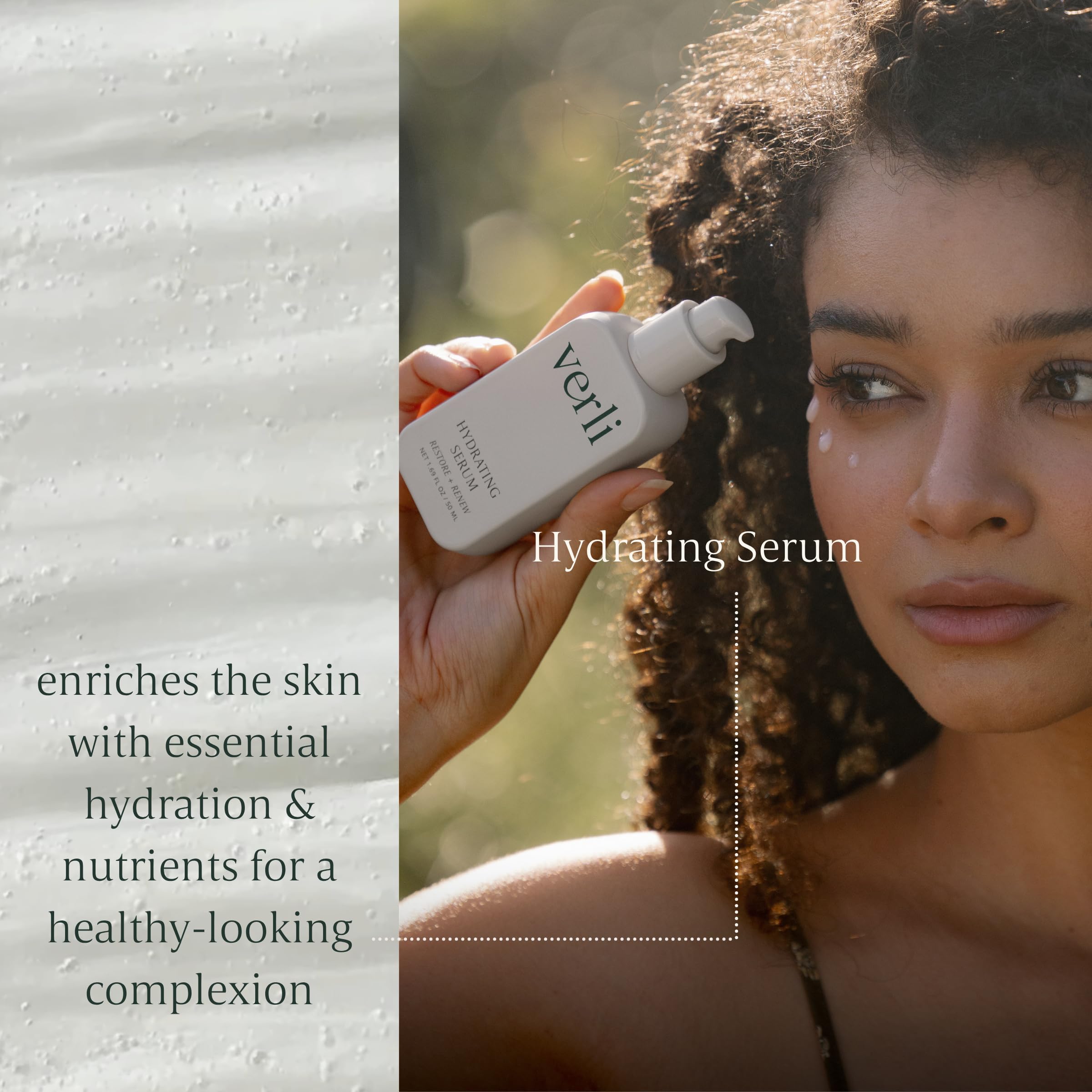 Verli droplet on finger ready to apply for visible plumping benefit