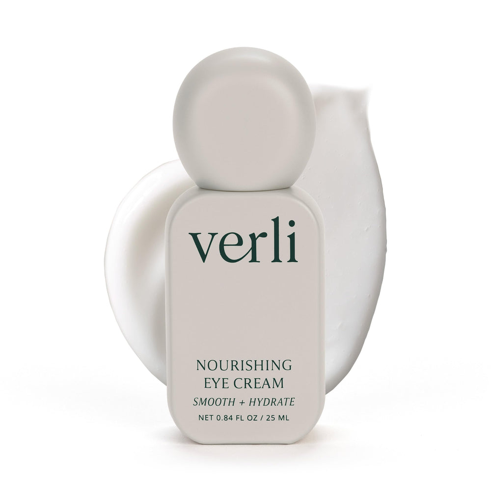 Verli eye cream front jar showing clean packaging and product benefit