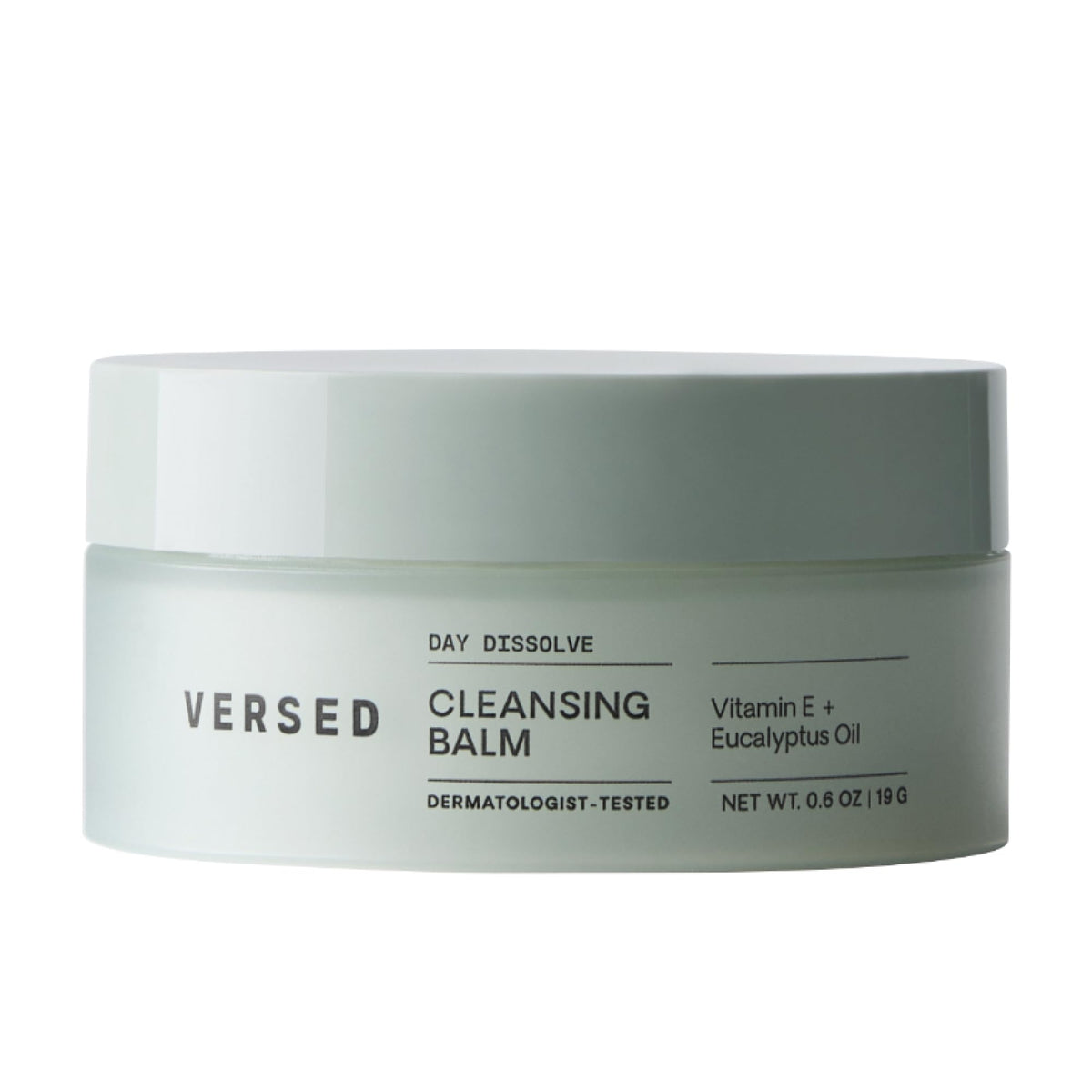 Versed Day Dissolve front jar showing label and compact size for travel