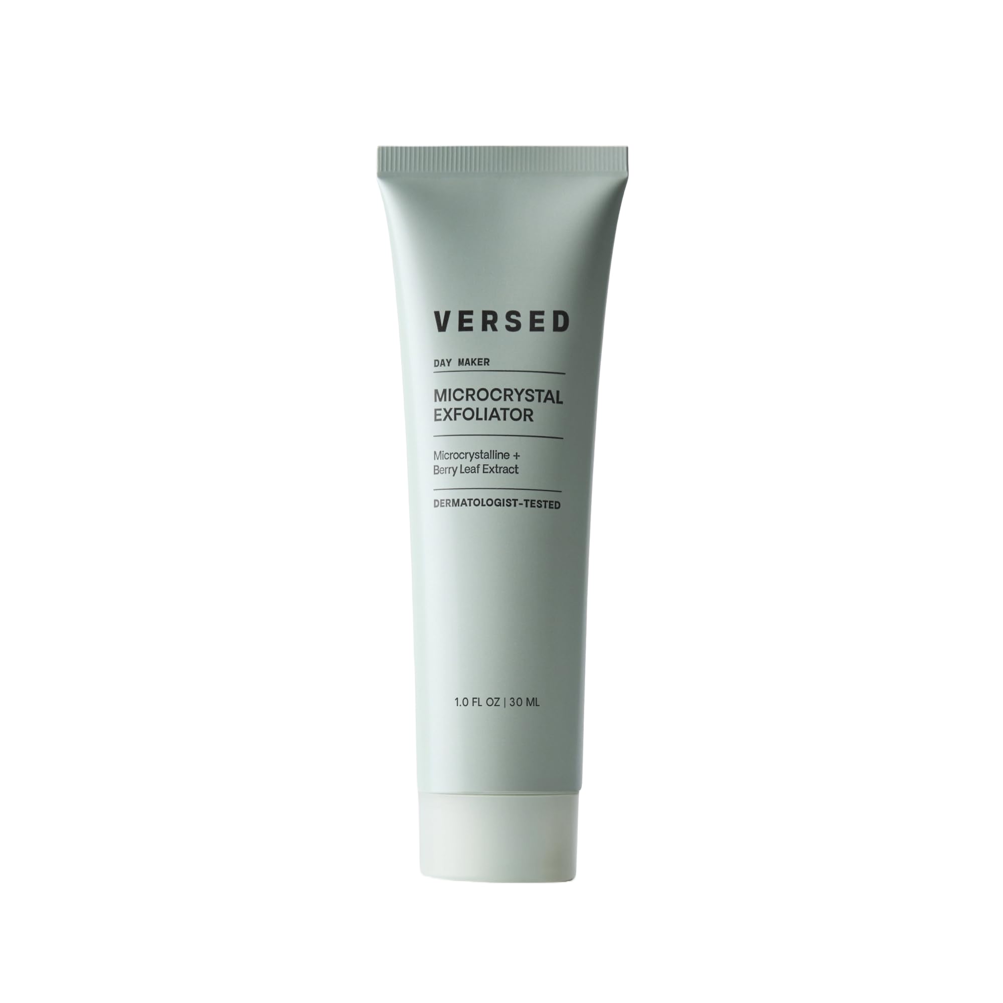 Versed Day Maker front tube showing label and 1 fl oz size, benefit: easy travel-friendly exfoliator