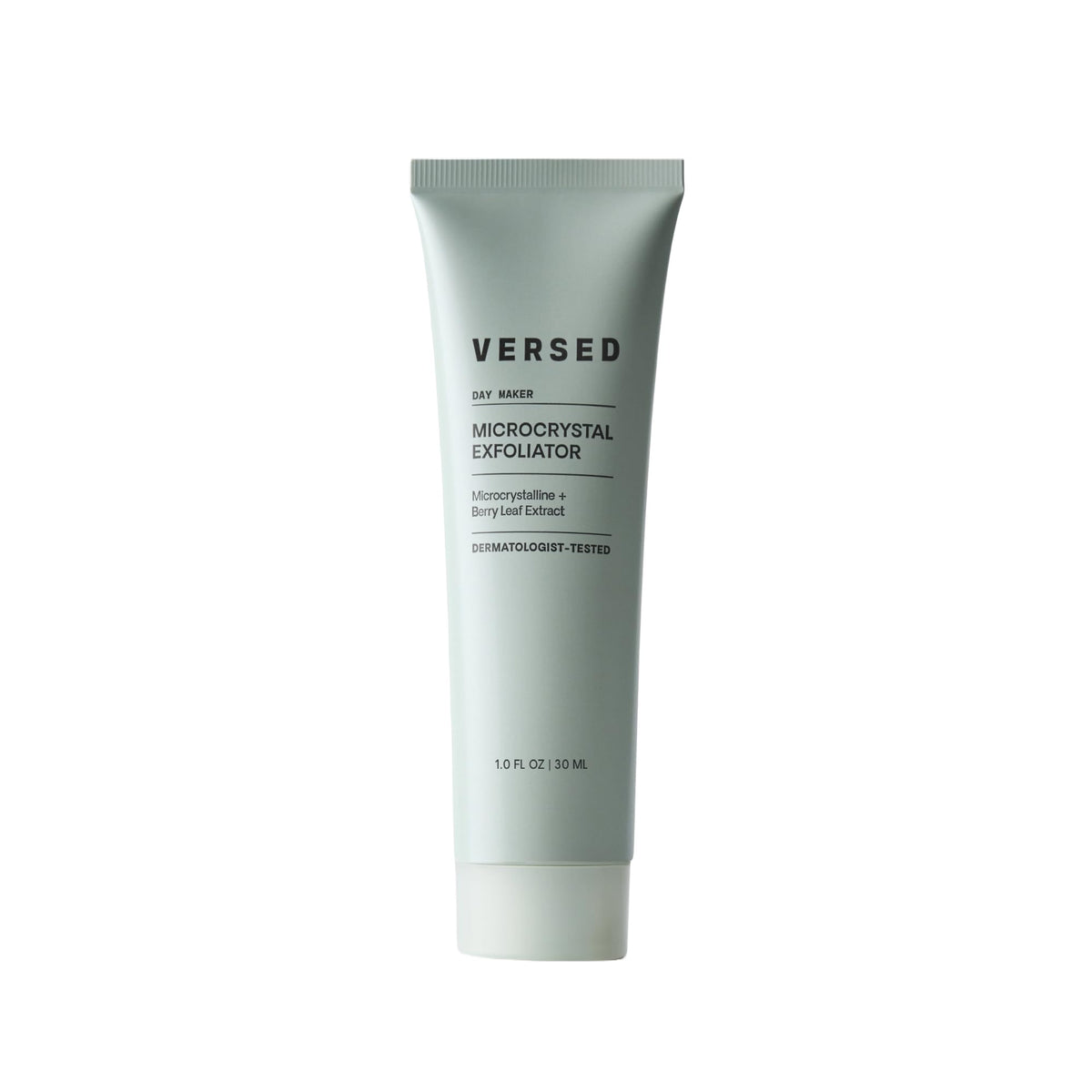 Versed Day Maker front tube showing label and 1 fl oz size, benefit: easy travel-friendly exfoliator