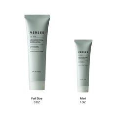Versed Day Maker on bathroom shelf with towel showing daily-routine ease benefit