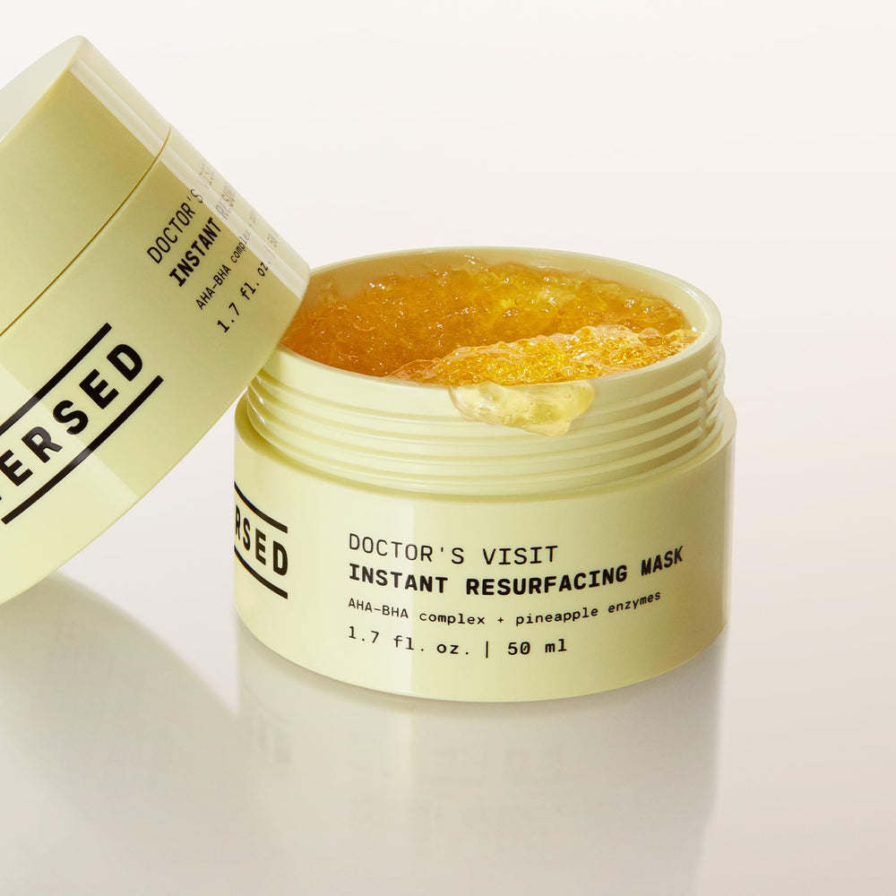 Versed mask creamy texture in hand highlighting smooth application