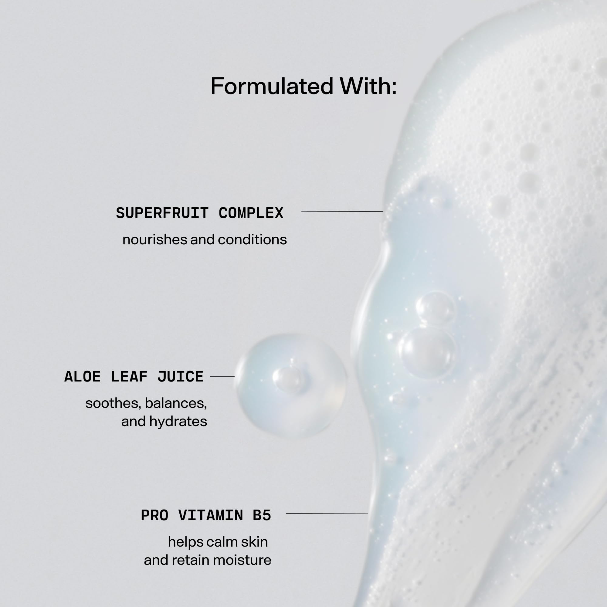 Versed Purist ingredients with aloe and superfruit display, showing soothing antioxidant benefit