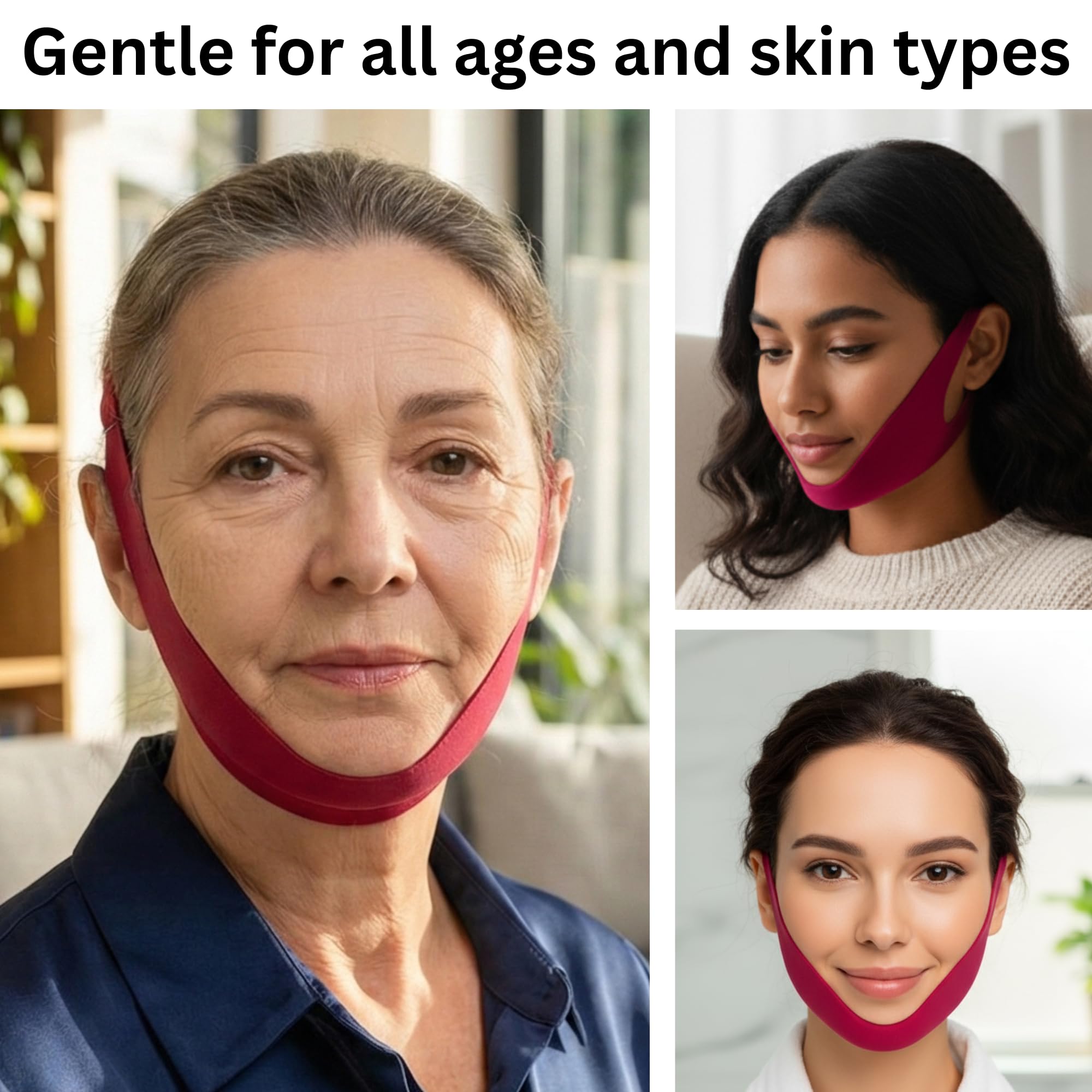 Versha model wearing mask overnight for continuous support