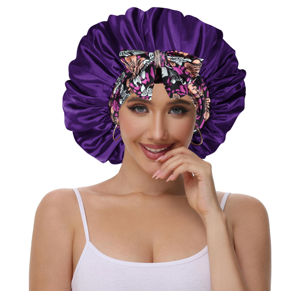 Vettres bonnet double-layer closeup showing smooth satin fabric protecting hair