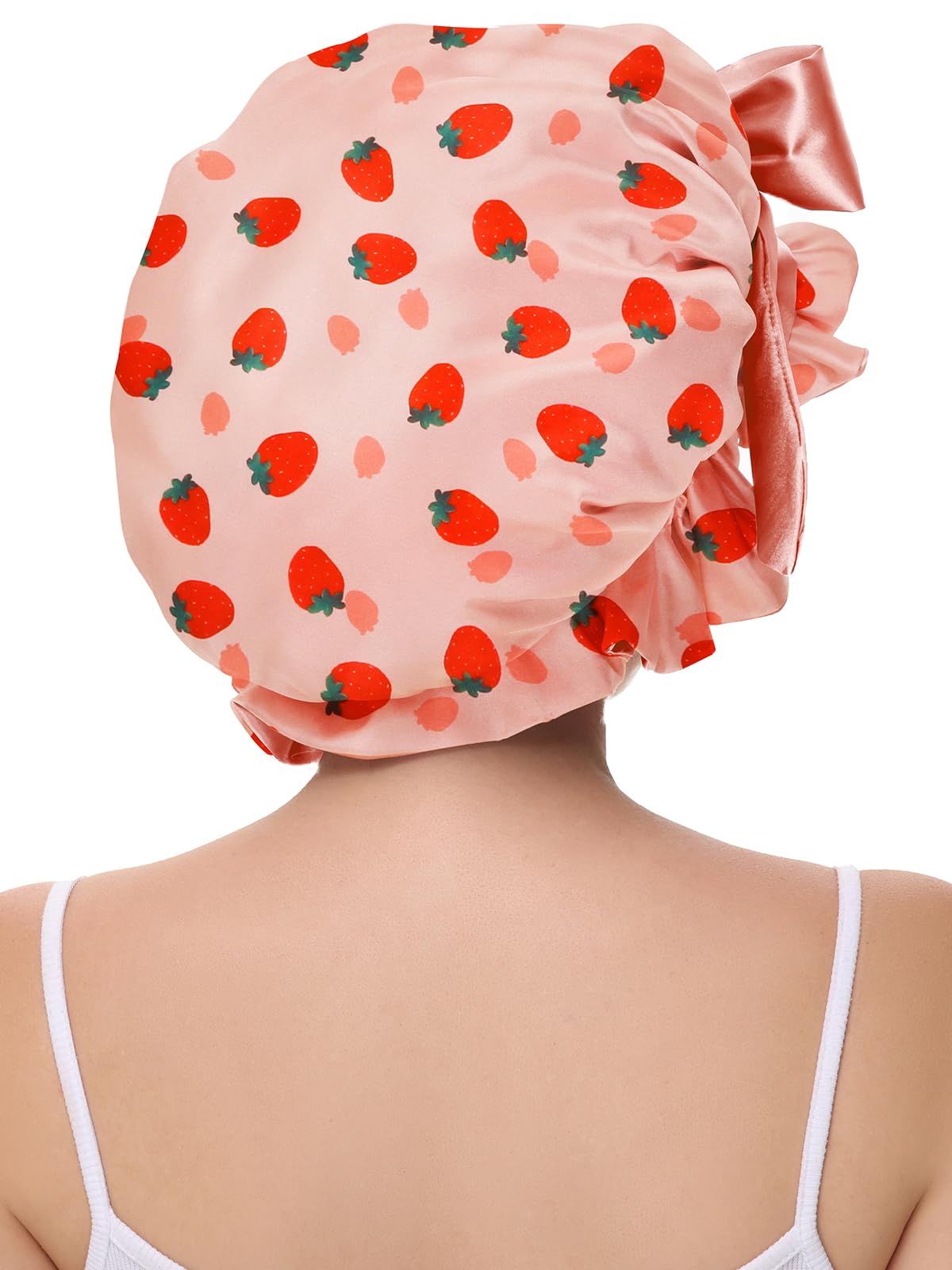 Vettres bonnet worn on curly hair showing containment and reduced frizz