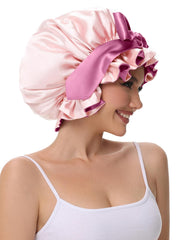 Vettres bonnet tied into a bow for stylish at-home wear