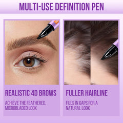 Vevivia Beauty eyebrow pen beside a ruler showing compact size and control