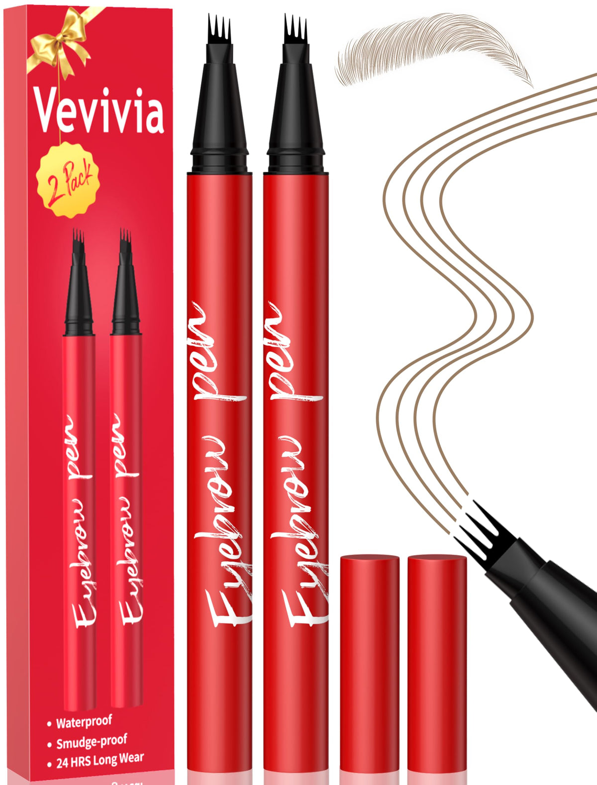 Vevivia Beauty front packaging showing two Blonde eyebrow pens and branding