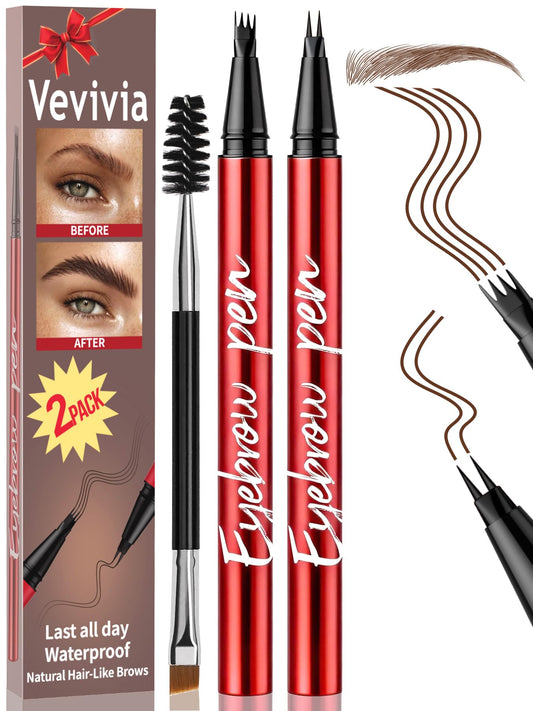 Vevivia Beauty front packaging showing dark brown pens and benefits
