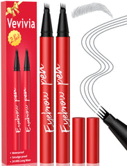 Vevivia Beauty front packaging showing two grey eyebrow pens, clear value