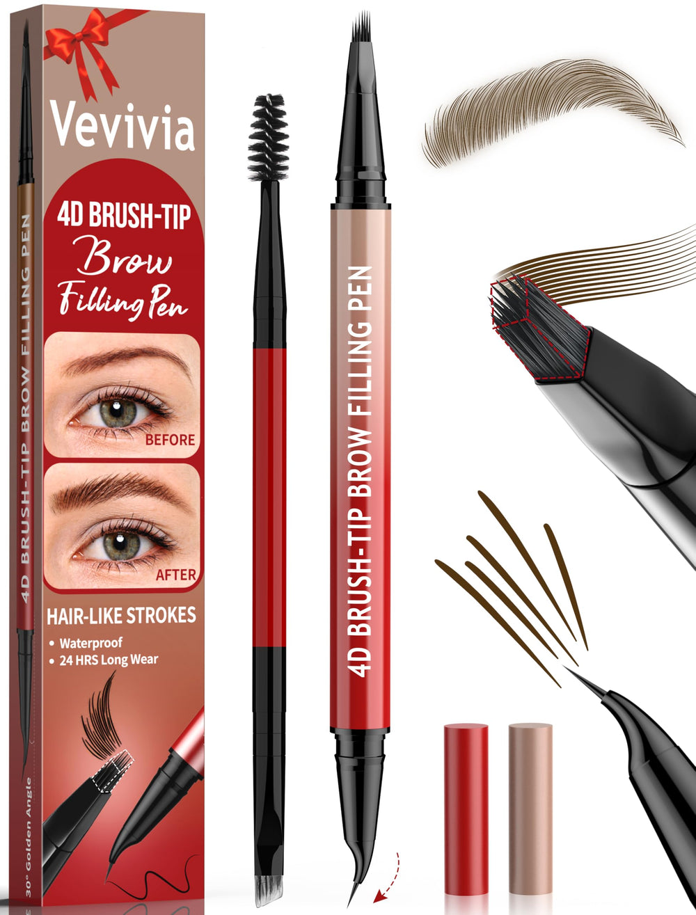 Vevivia dark brown eyebrow pencil front view showing compact design and precise tip