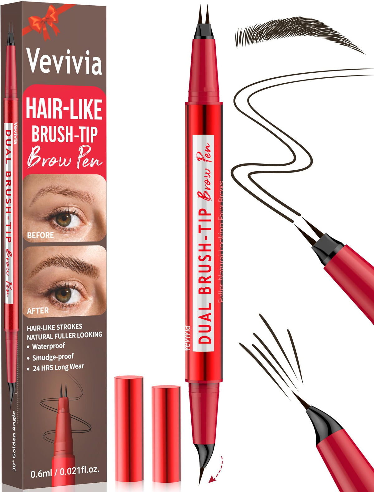 Vevivia eyebrow pencil front view showing sleek packaging and color