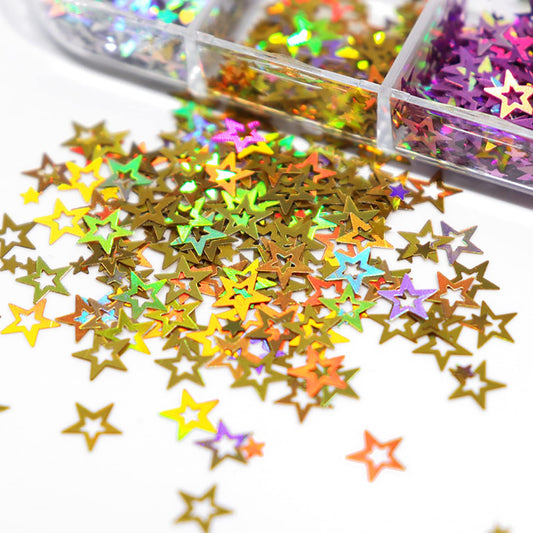 Vezocim close-up of holographic laser star detail for intense multi-angle shimmer
