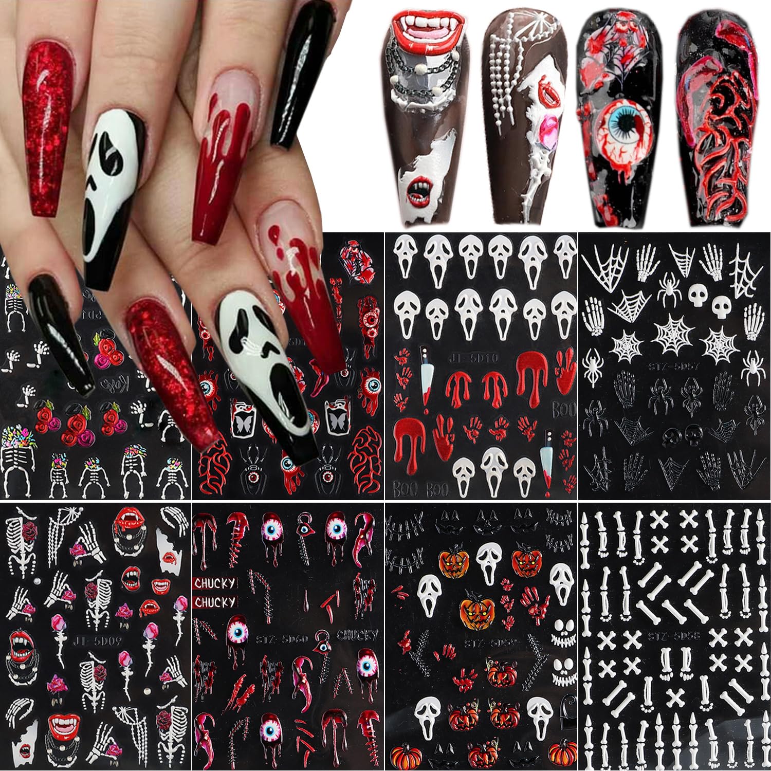 VGNRAR front packaging showing 8-sheet Halloween sticker kit and fast DIY benefit