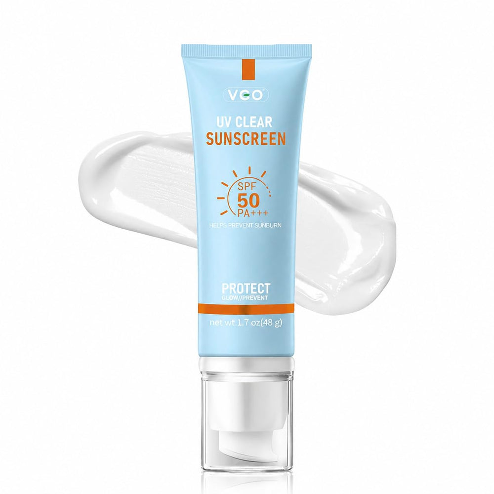 VGO front packaging showing SPF 50 and compact bottle, clear protection