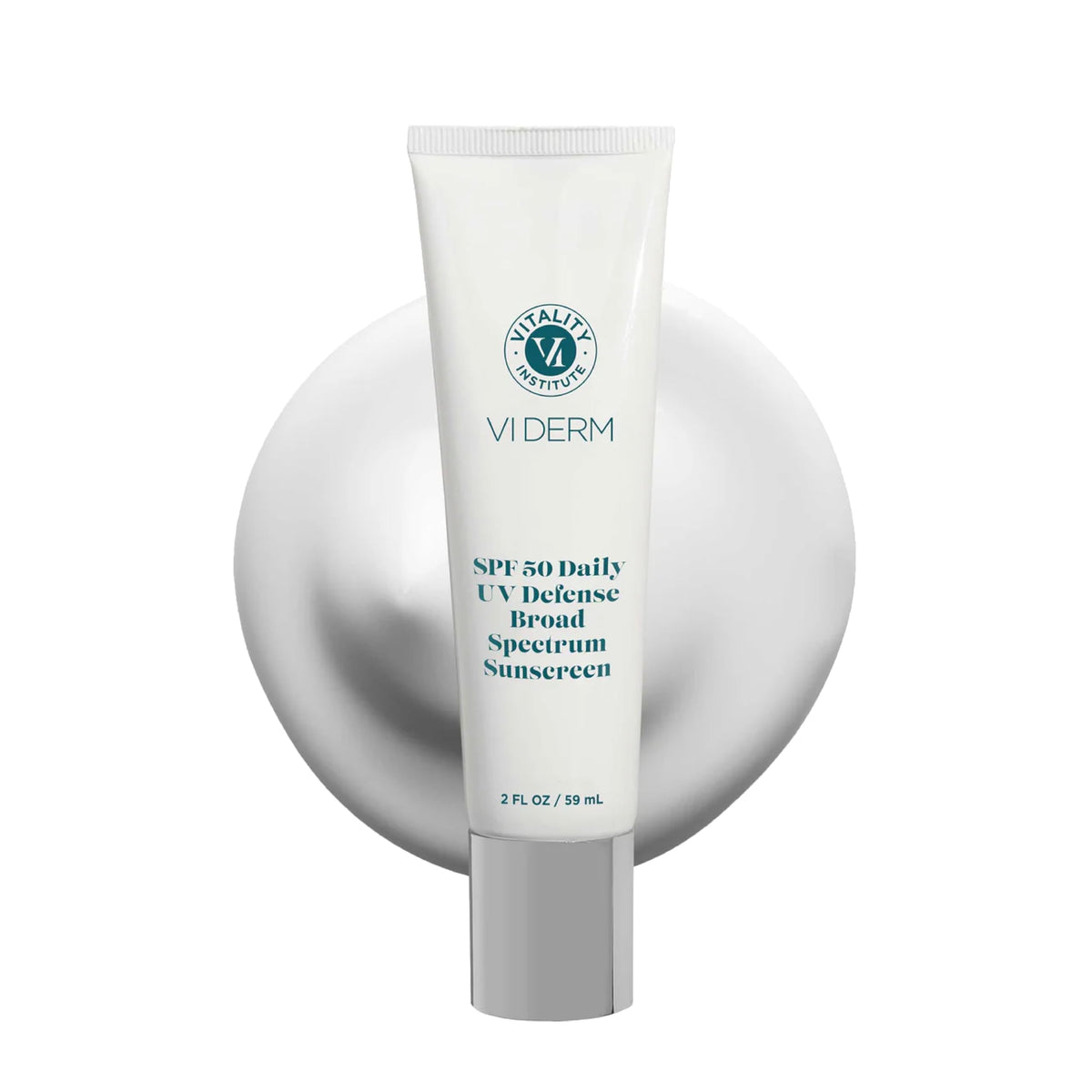 VI DERM front packaging showing clean sunscreen design and SPF benefit