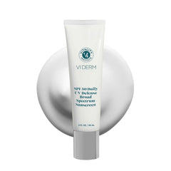 VI DERM front packaging showing clean sunscreen design and SPF benefit