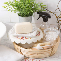 Via Mercato ingredients display with olive, shea and coconut for nourishing benefits