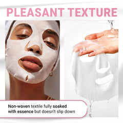 VIABEAUTY model wearing sheet mask demonstrating easy 20 minute spa treatment